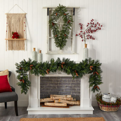 Nearly Natural Indoor Pre-Lit Christmas Wreath