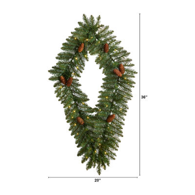 Nearly Natural Indoor Pre-Lit Christmas Wreath