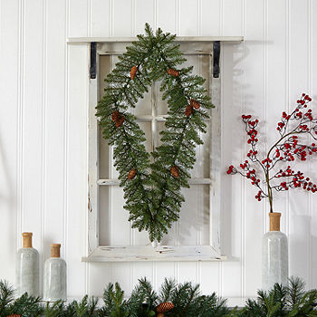 Nearly Natural Indoor Pre-Lit Christmas Wreath