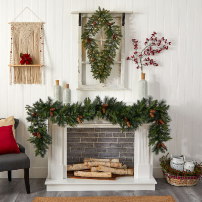 Nearly Natural Indoor Pre-Lit Christmas Wreath