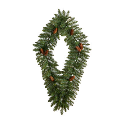 Nearly Natural Indoor Pre-Lit Christmas Wreath