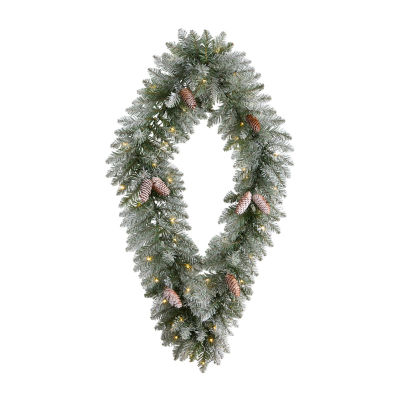 Nearly Natural Indoor Pre-Lit Christmas Wreath