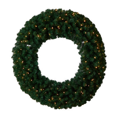 Nearly Natural Indoor Pre-Lit Christmas Wreath, Color: Green - JCPenney