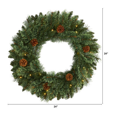 Nearly Natural Indoor Pre-Lit Christmas Wreath