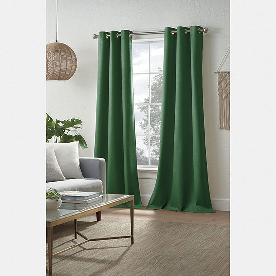 Distant Lands Maura Textured Solid 100% Blackout Grommet Top Single Curtain Panel