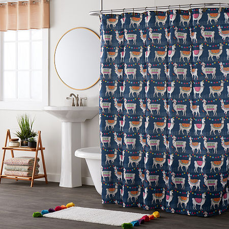 Saturday Knight Alotta Llamas Shower Curtain, One Size, Blue