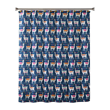 Saturday Knight Alotta Llamas Shower Curtain, One Size, Blue