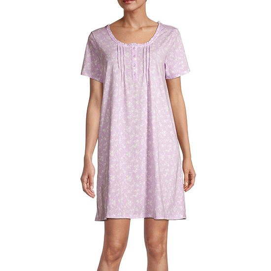 Adonna Womens Short Sleeves Scoop Neck Nightgown
