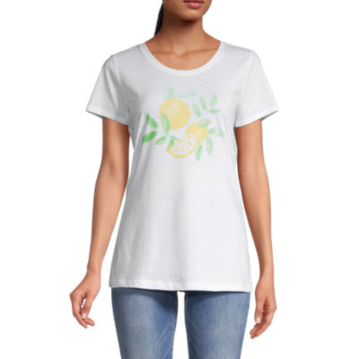 St. John's Bay Womens Crew Neck Short Sleeve T-Shirt