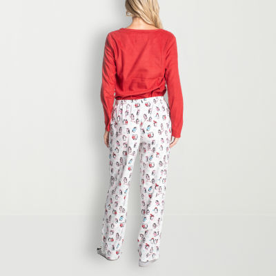 GoodNight Kiss Womens Microfleece V-Neck Long Sleeve 3-pc. Pant Pajama Set