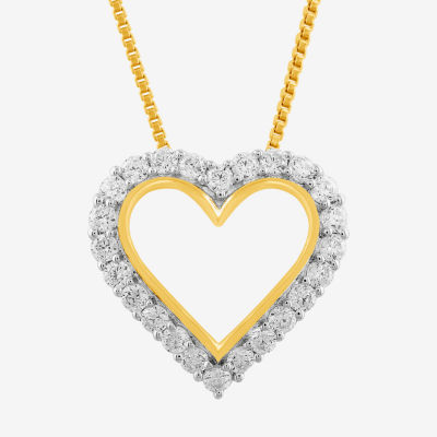 (I / I2) Womens 3/8 CT.T.W. Lab-Grown Diamond 10K Gold Heart Pendant Necklace