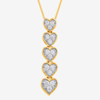 Womens 1/4 CT. T.W. Lab Grown White Diamond 14K Gold Over Silver Heart Pendant Necklace