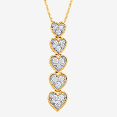 Womens 1/4 CT. T.W. Lab Grown White Diamond 14K Gold Over Silver Heart 18 Inch Pendant Necklace