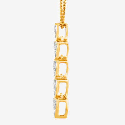Womens 1/4 CT. T.W. Lab Grown White Diamond 14K Gold Over Silver Heart Pendant Necklaces