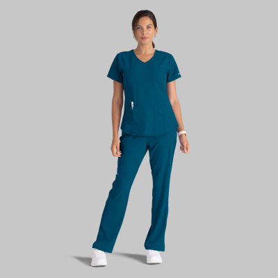 Skechers Sk101 Breeze 3-Pocket Curved Womens V Neck Short Sleeve Tag Free Stretch Fabric Moisture Wicking Scrub Top