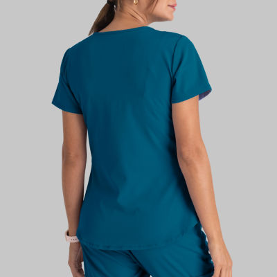 Skechers Sk101 Breeze 3-Pocket Curved Womens V Neck Short Sleeve Tag Free Stretch Fabric Moisture Wicking Scrub Top