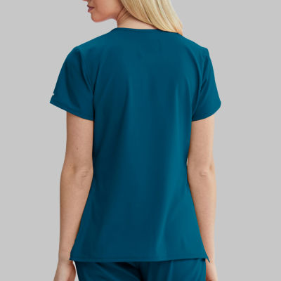 Skechers Sk102 Reliance 3-Pocket Crossover Womens V Neck Short Sleeve Tag Free Stretch Fabric Moisture Wicking Scrub Top