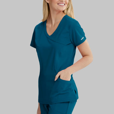 Skechers Sk102 Reliance 3-Pocket Crossover Womens V Neck Short Sleeve Tag Free Stretch Fabric Moisture Wicking Scrub Top