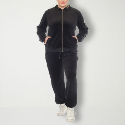 White Mark Plus Velour Tracksuit Loungewear 2pc Set