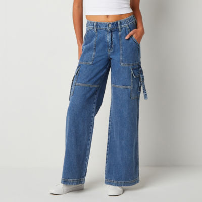 Arizona Juniors Womens Low Rise Baggy Fit Wide Leg Jean