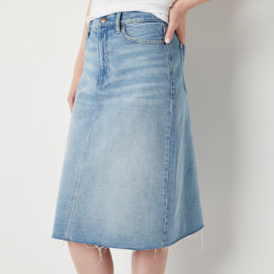 a.n.a Womens High Rise Midi Denim Skirt