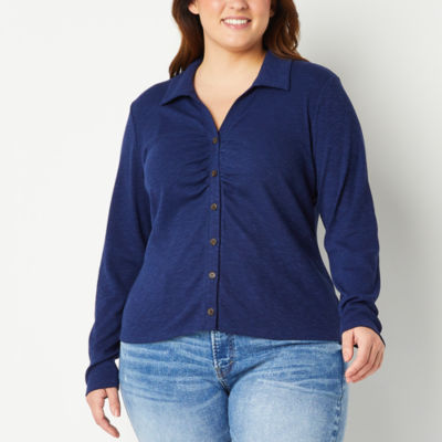 a.n.a Plus Womens Long Sleeve Regular Fit Button-Down Shirt