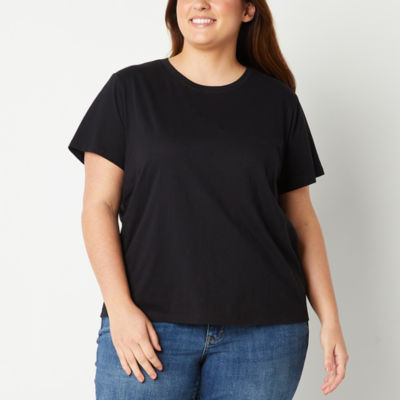 a.n.a Womens Plus Crew Neck Short Sleeve T-Shirt