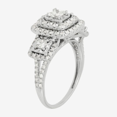 Limited Quantities! Womens 1 CT. T.W. Natural White Diamond 10K White Gold 3-Stone Engagement Ring