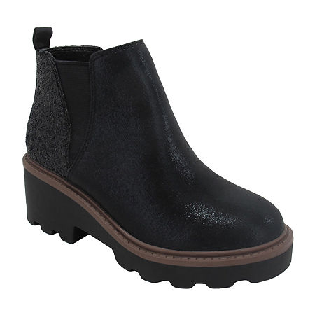 Pop Little & Big Girls Leila Block Heel Booties, 12 Medium, Black