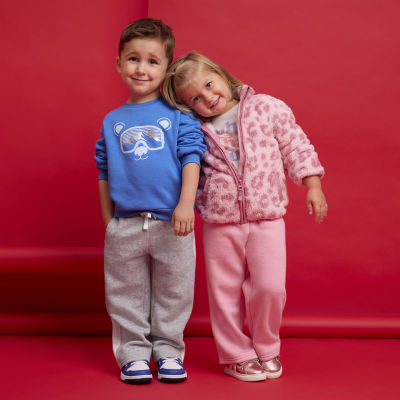 Okie Dokie Toddler & Little Girls Wide Leg Regular Fit Fleece Pull-On Pant