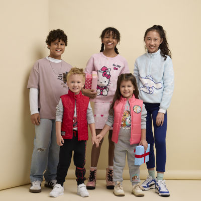 Little & Big Kid Girls Mock Neck Long Sleeve Cinnamoroll Quarter-Zip Pullover