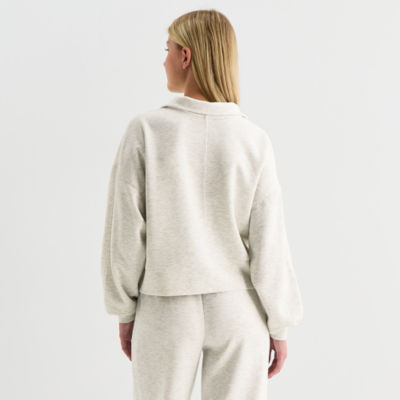 Arizona Womens Juniors Long Sleeve Quarter-Zip Pullover