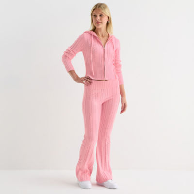 Forever 21 Womens Hooded Long Sleeve Zipper Juniors Cable Knit Cardigan