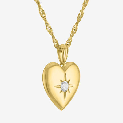 Diamond Addiction G-H / Si2-I1 Womens 1/7 CT. T.W. Lab Grown White Diamond 14K Gold Over Silver Heart 18 Inch Pendant Necklace