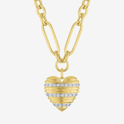 Diamond Addiction (G-H / Si2-I1) Womens 1/5 CT. Lab Grown White Diamond 14K Gold Over Silver Heart 18 Inch Pendant Necklace
