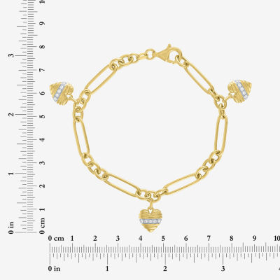Diamond Addiction G-H / Si2-I1 Womens 1/7 CT. T.W. Lab Grown White Diamond 14K Gold Over Silver Heart Charm Bracelet