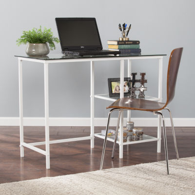 Modern Life Furniture Metal/Glass Student Desk, Color Fresh White