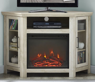 48" Wood Corner Fireplace Media TV Stand Console