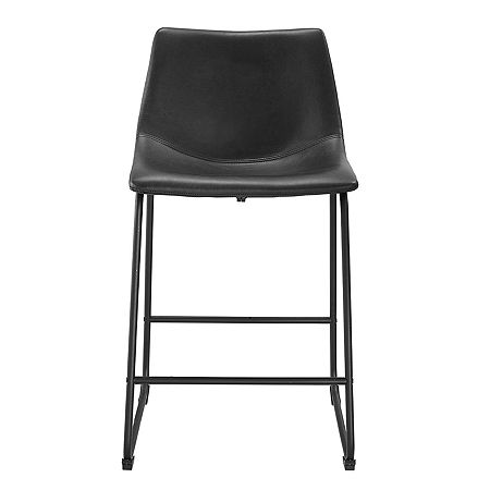 2-pc. Faux Leather Kitchen Counter Stools, One Size, Black