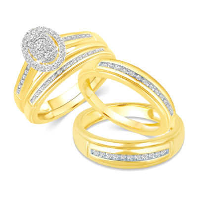 10K Gold Oval His and Hers Ring Sets
