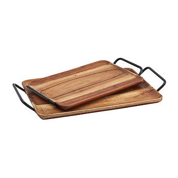 PC President's Choice Dark Acacia Serving Tray with Handles, 17-3/4 in x  11-3/4 in