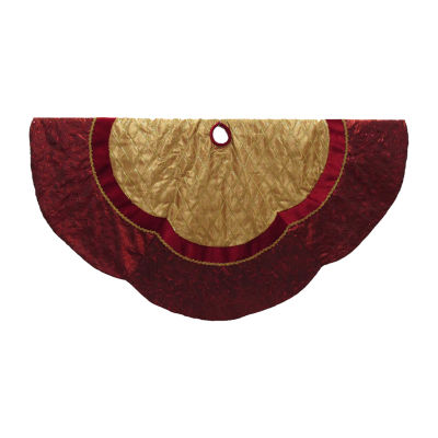 Kurt Adler 72" Red and Gold Criss-Cross Scallop Tree Skirt