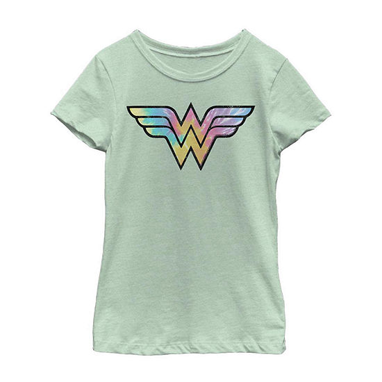 Little & Big Girls Crew Neck Wonder Woman Short Sleeve Graphic T-Shirt