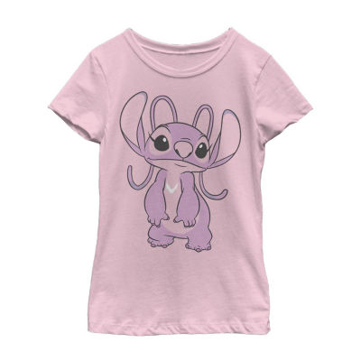 Little & Big Kid Girls Crew Neck Short Sleeve Slim Fit Lilo & Stitch Graphic T-Shirt