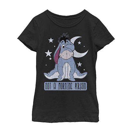 Little & Big Girls Disney Crew Neck Short Sleeve Eeyore Winnie The Pooh Graphic T-Shirt, X-small, Black