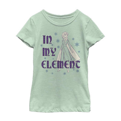 Disney Little & Big Kid Girls Crew Neck Short Sleeve Slim Fit Princess Frozen Graphic T-Shirt