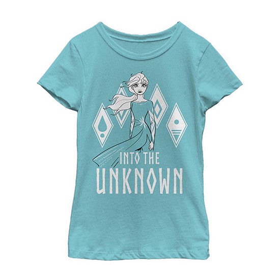 Little & Big Girls Crew Neck Elsa Frozen Short Sleeve Graphic T-Shirt