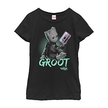 Groot Little & Big Girls Crew Neck Marvel Short Sleeve Graphic T-Shirt,  Color: Black - JCPenney