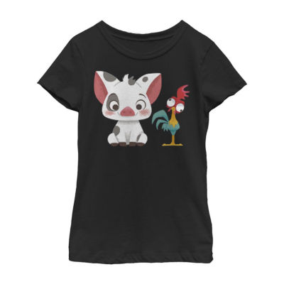Beach Buds Little & Big Kid Girls Crew Neck Short Sleeve Slim Fit Princess Moana Graphic T-Shirt