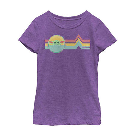 Little & Big Girls Rainbow Child Crew Neck Short Sleeve Star Wars Graphic T-Shirt, Small, Purple